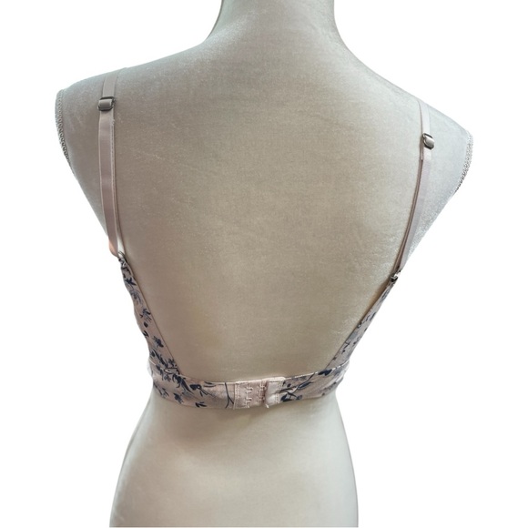 Lucky Brand Wireless Floral Full Coverage Bra Stretch Pink Blue 36B Feminine - Picture 3 of 11